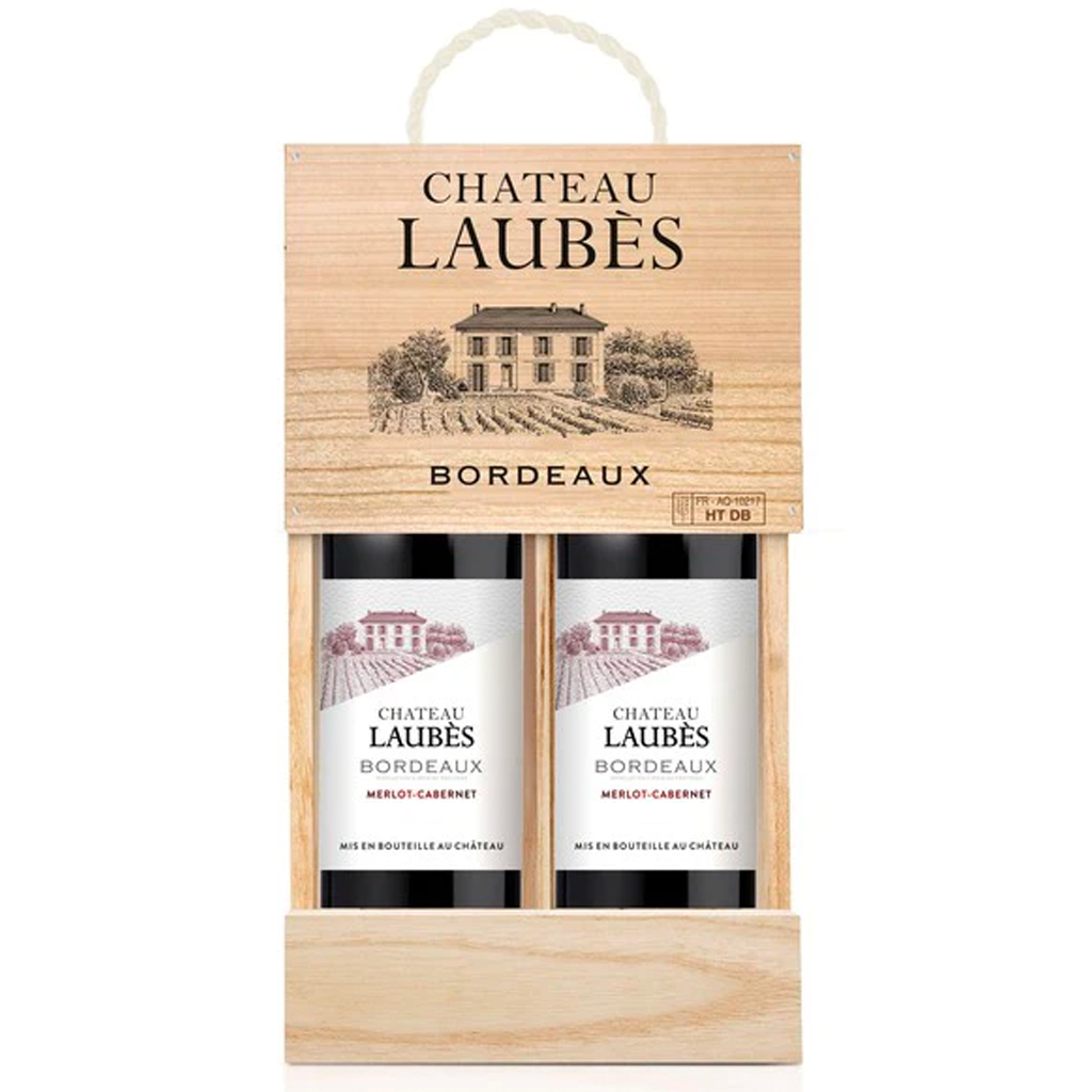 Château Laubes x2 bottles in a Wooden box
